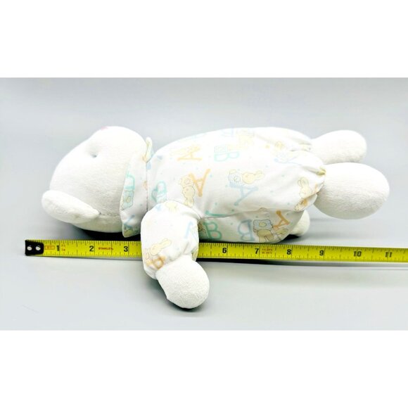 Carters Prestige Baby White Teddy Bear Plush Stuffed Animal ABC Rattle 10 inch - Picture 9 of 9